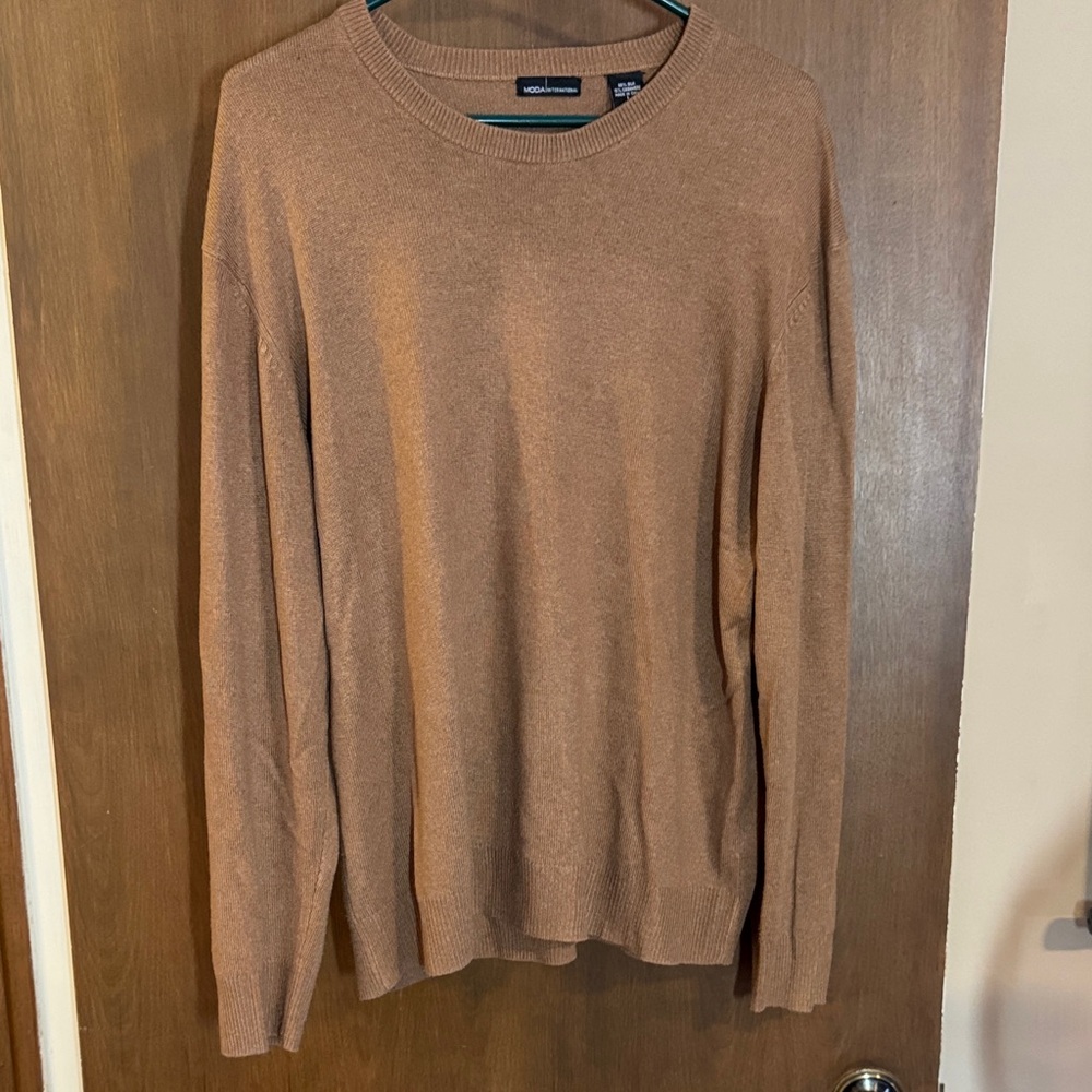 Silk and Cashmere Mocha Brown Crewneck Sweater size L